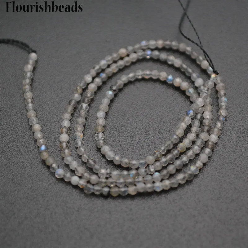 2mm Faceted Diamond Cutting Labradorite Stone Round Loose Beads