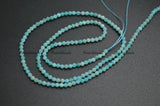 2mm Faceted Diamond Cutting Sky Amazonite Stone Round Beads