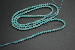 2mm Faceted Diamond Cutting Sky Amazonite Stone Round Beads
