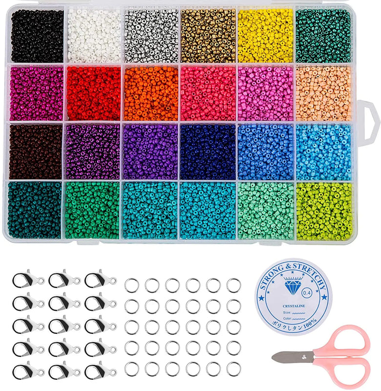 Glass Seed Beads Kit: Clasps, Cord, DIY Jewelry Making