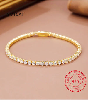 2mm Moissanite Tennis Bracelet Sterling Silver 18k Plated