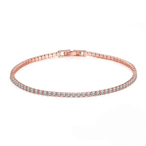 2mm Moissanite Tennis Bracelet 18k Plated Sparkling CZ Bridal Wedding Jewelry