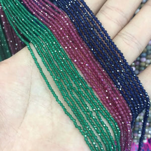 2mm Faceted Red Green Gem Stone Beads Necklace Bracelet Jewelry