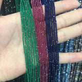 2mm Faceted Red Green Gem Stone Beads Necklace Bracelet Jewelry