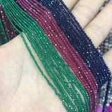 2mm Faceted Red Green Gem Stone Beads Necklace Bracelet Jewelry