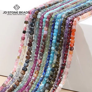 2mm Pink Quartz Peridot Amethyst Stone Square Beads for Jewelry Making