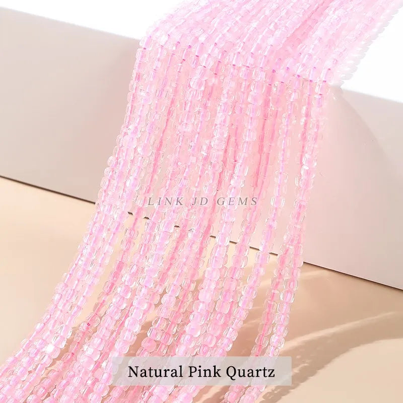 2mm Pink Quartz Peridot Amethyst Stone Square Beads for Jewelry Making