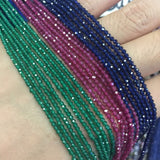 2mm Natural Ruby Sapphire Emerald Beads Faceted Red Green Gem Stone Beads