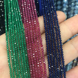 2mm Natural Ruby Sapphire Emerald Beads Faceted Red Green Gem Stone Beads