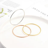 2mm Stainless Steel Bangles Bracelets Rose Silver Round for Women