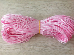 2mm Pink Rattail Braid Nylon Cord for Jewelry Making 90m