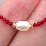 Red Spinel Baroque Pearl Necklace 18 inches