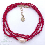 Red Spinel Baroque Pearl Necklace 18 inches