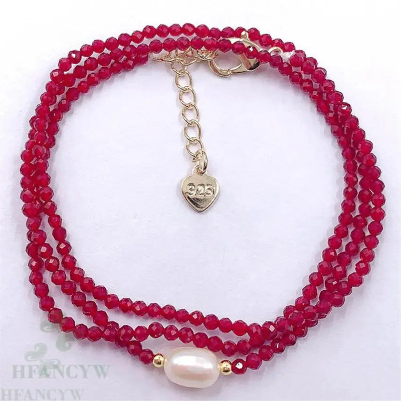 Red Spinel Baroque Pearl Necklace 18 inches