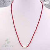 Red Spinel Baroque Pearl Necklace 18 inches