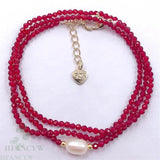 Red Spinel Baroque Pearl Necklace 18 inches