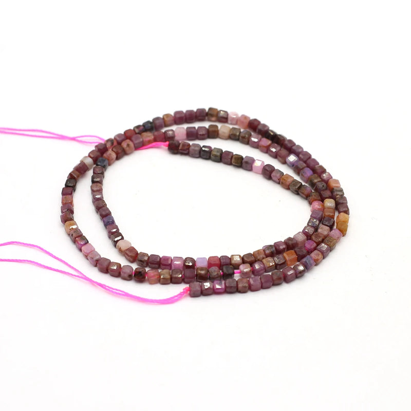 2mm Red Tourmaline Beads Faceted Spacer Loose Stone for Jewelry Making