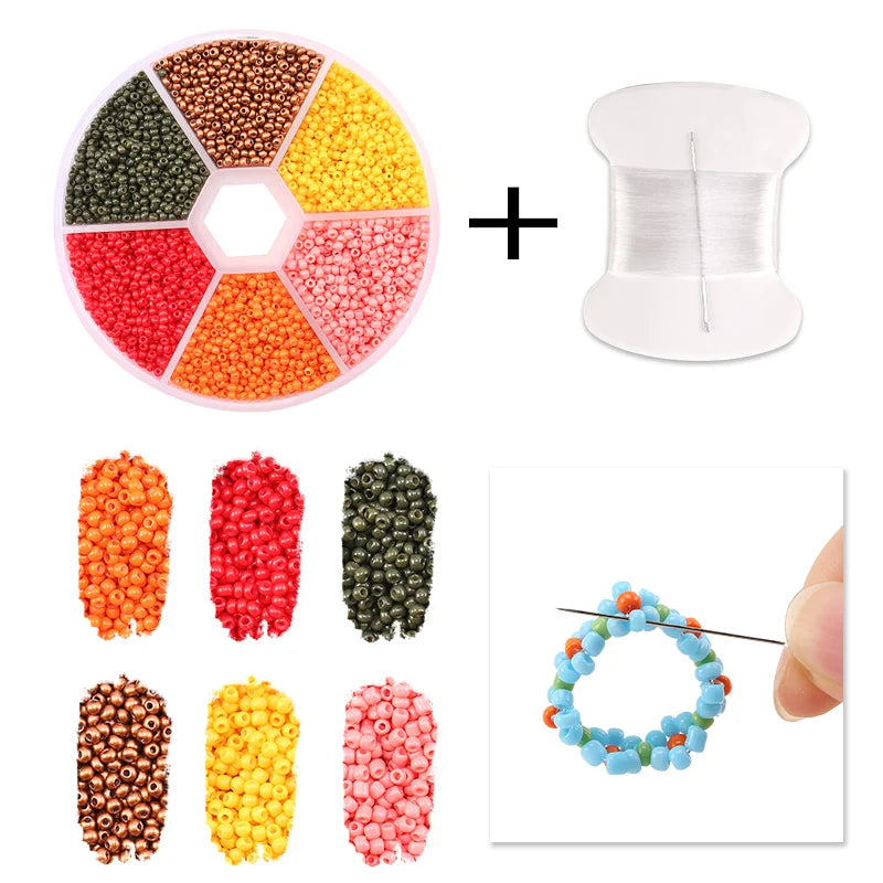 Seed Beads Set with Thread & Needle for Jewelry Making