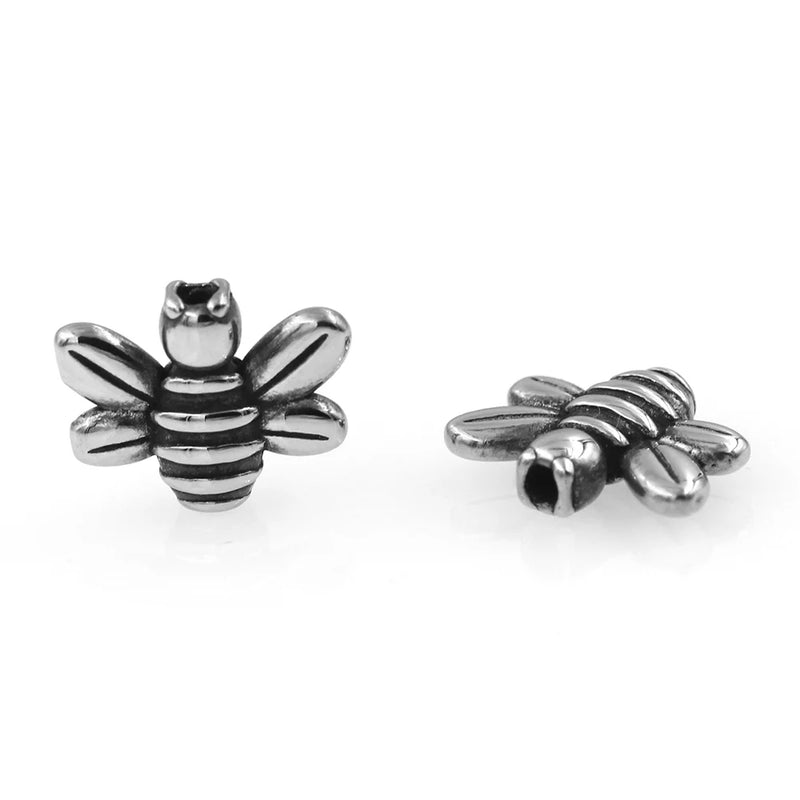 2mm Small Hole Stainless Steel Bee Beads Animal Charms for DIY Jewelry