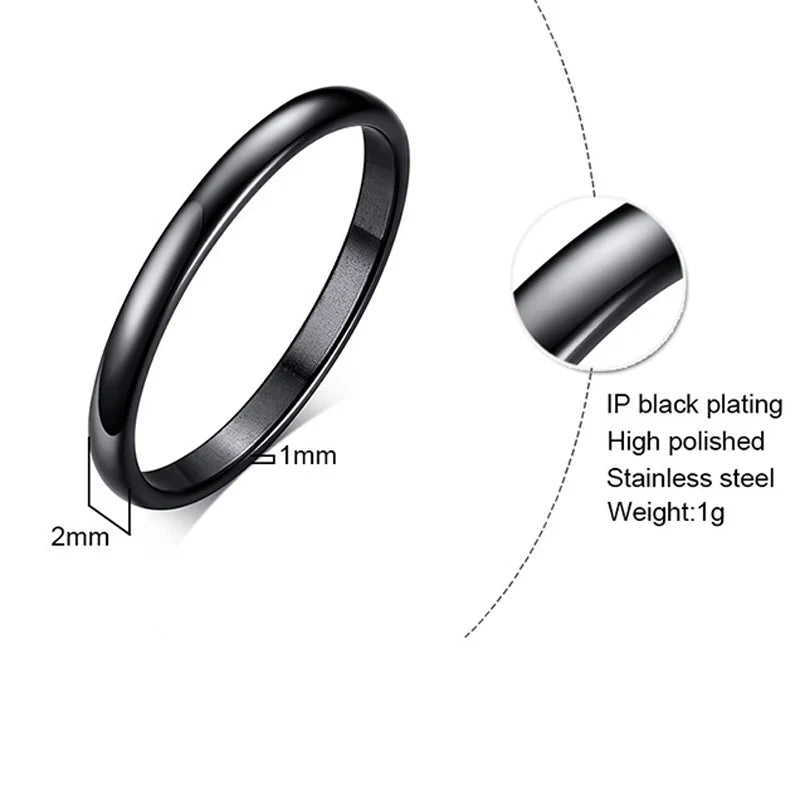 2mm Stainless Steel Ring Rose Silver 4 Wedding Rings