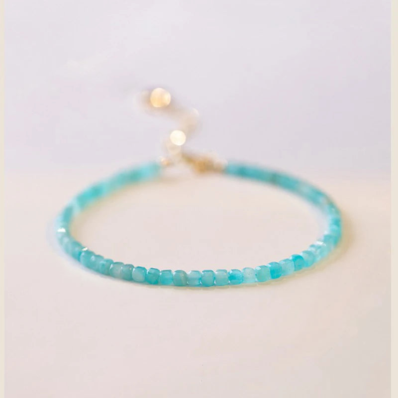 2mm Thin Natural Amazonite Beaded Bracelets for Women Girls YBR666