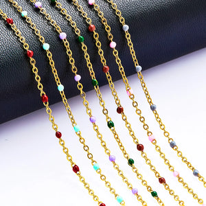 2mm Stainless Steel Link Chain Beads Necklace for Wedding Gift