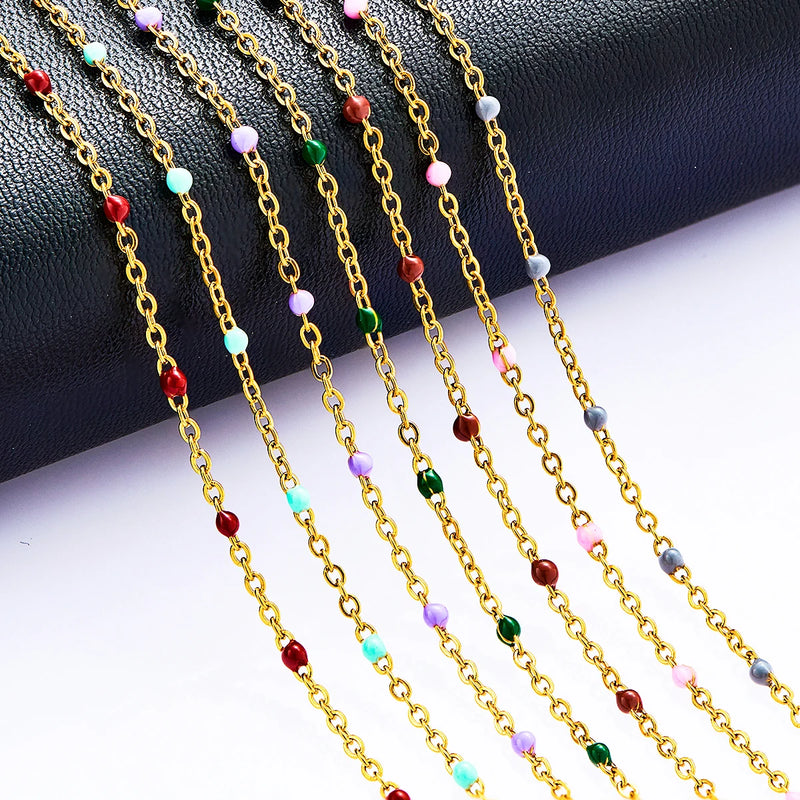 2mm Stainless Steel Link Chain Beads Necklace for Wedding Gift