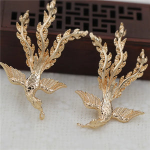 2pair 72x42mm Phoenix Pendant Oriental Stamping DIY Jewelry Accessories