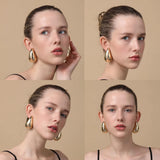 XL Teardrop & Round Hoop Earrings Set Vintage Jewelry Gift