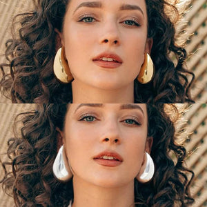 XL Teardrop & Round Hoop Earrings Set Vintage Jewelry Gift