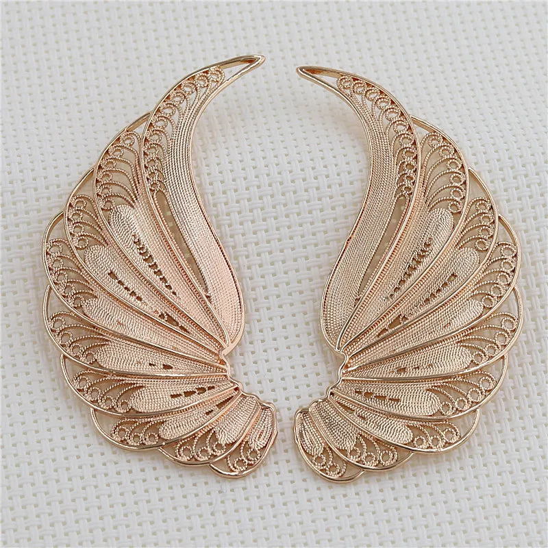 2pair High Copper Angel Fether Wings Stampings DIY Jewelry Decor