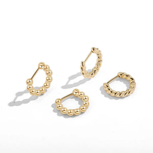 Small Twisted Hoop Earrings for Women Beads Huggie Ear Hoops Minimalist Jewelry