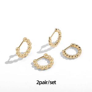 Small Twisted Hoop Earrings for Women Beads Huggie Ear Hoops Minimalist Jewelry