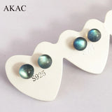 925 Silver Labradorite Stud Earrings 5-6mm