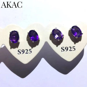 925 Sterling Silver Amethyst Stud Earrings