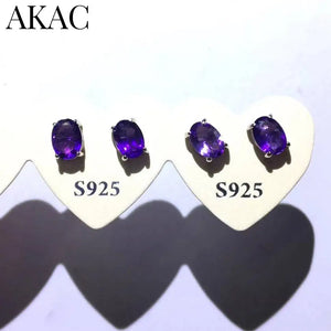 925 Sterling Silver Amethyst Stud Earrings