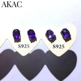 925 Sterling Silver Amethyst Stud Earrings