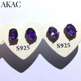 925 Sterling Silver Amethyst Stud Earrings