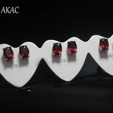 925 Silver 5*7mm Red Garnet Stud Earrings
