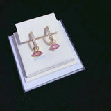 2pairs Red Lips Cz Earrings