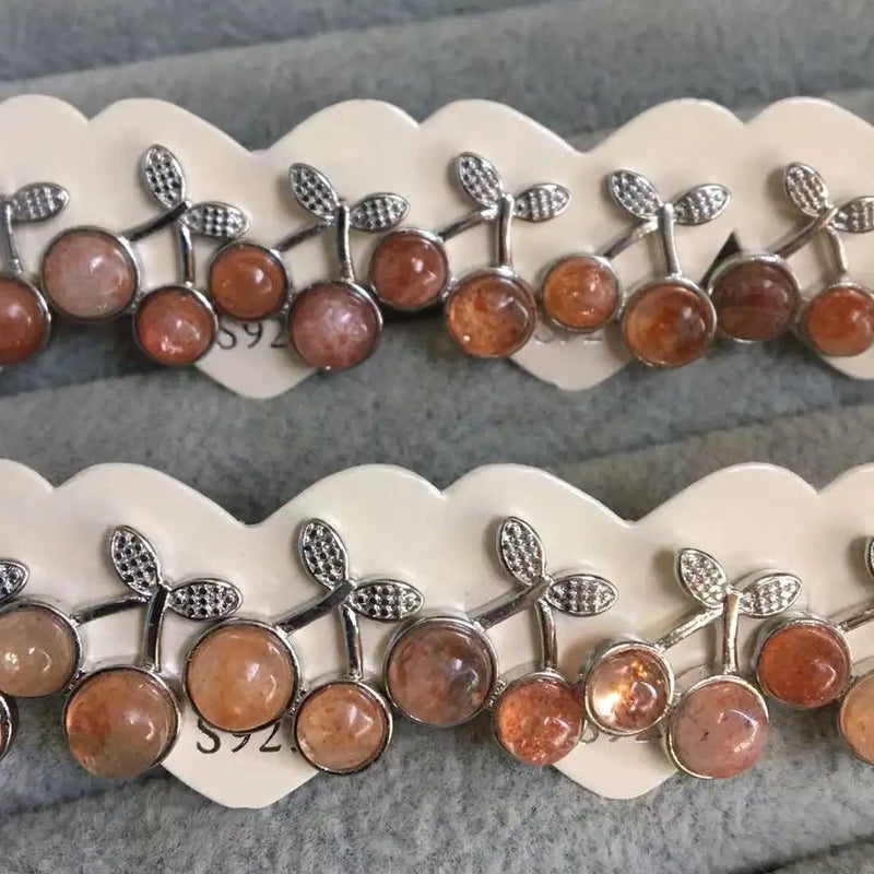 Golden Sunstone Stud Earrings Set for Women