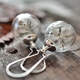 Glass Globe Dandelion Seed Earrings - Botanical Jewelry