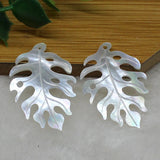 2pc Leaf Sea Shell Beads for Jewelry Making Carved Shell Loose Bead DIY Findings