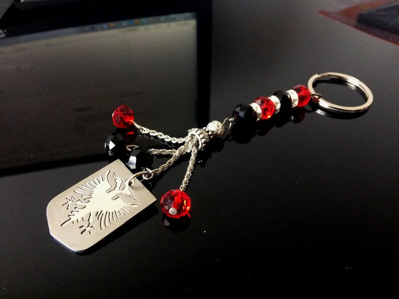 Albania Flag Necklace and Keychain Set
