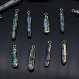 2pc Gold-plated Pearl Strip Pendants for Tribal Jewelry Making