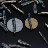 2pc Gold-plated Pearl Strip Pendants for Tribal Jewelry Making