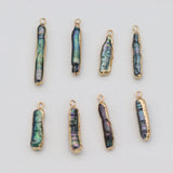 2pc Gold-plated Pearl Strip Pendants for Tribal Jewelry Making