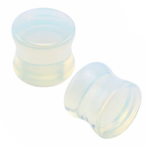 2pc Opal Ear Plugs Tunnels Piercing Gauges Stretcher Body Jewelry