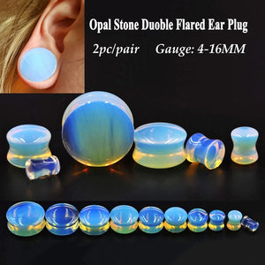 2pc Opal Ear Plugs Tunnels Piercing Gauges Stretcher Body Jewelry