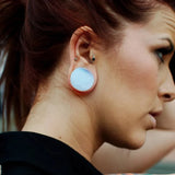 2pc Opal Ear Plugs Tunnels Piercing Gauges Stretcher Body Jewelry